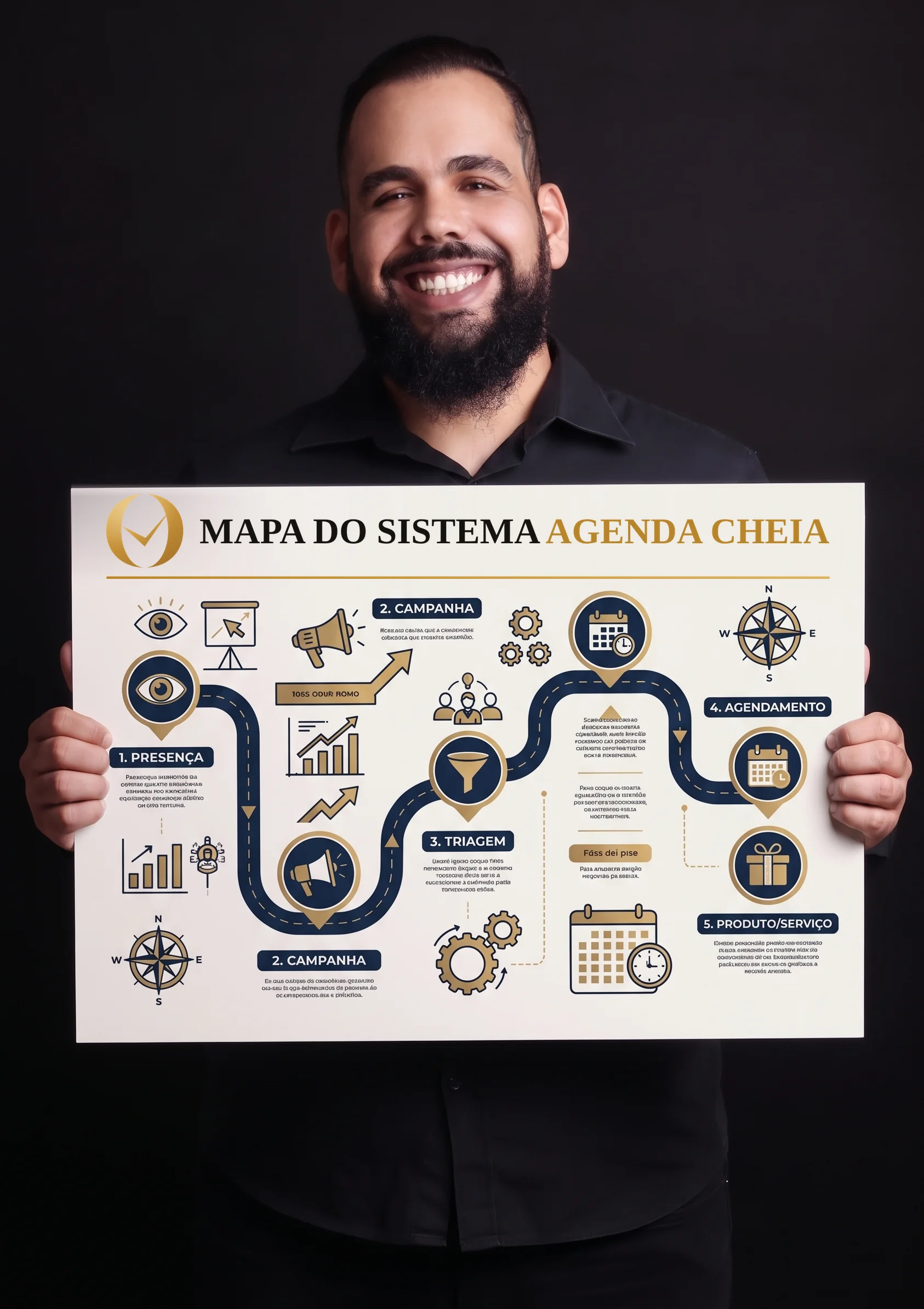 Victor Gomes segurando o Mapa do Sistema Agenda Cheia